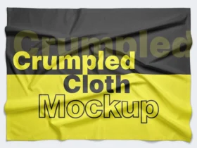 Free Crumpled Cloth Mockups on a Wall
